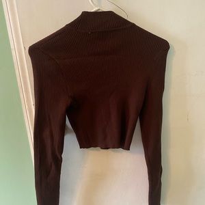 h&m brown cropped sweater